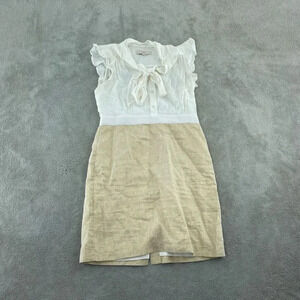 Ann Taylor LOFT Petite White & Beige Dress Size 10P 4272